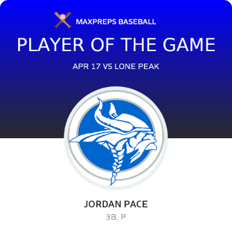 #23 Jordan Pace Player of the Game badge
