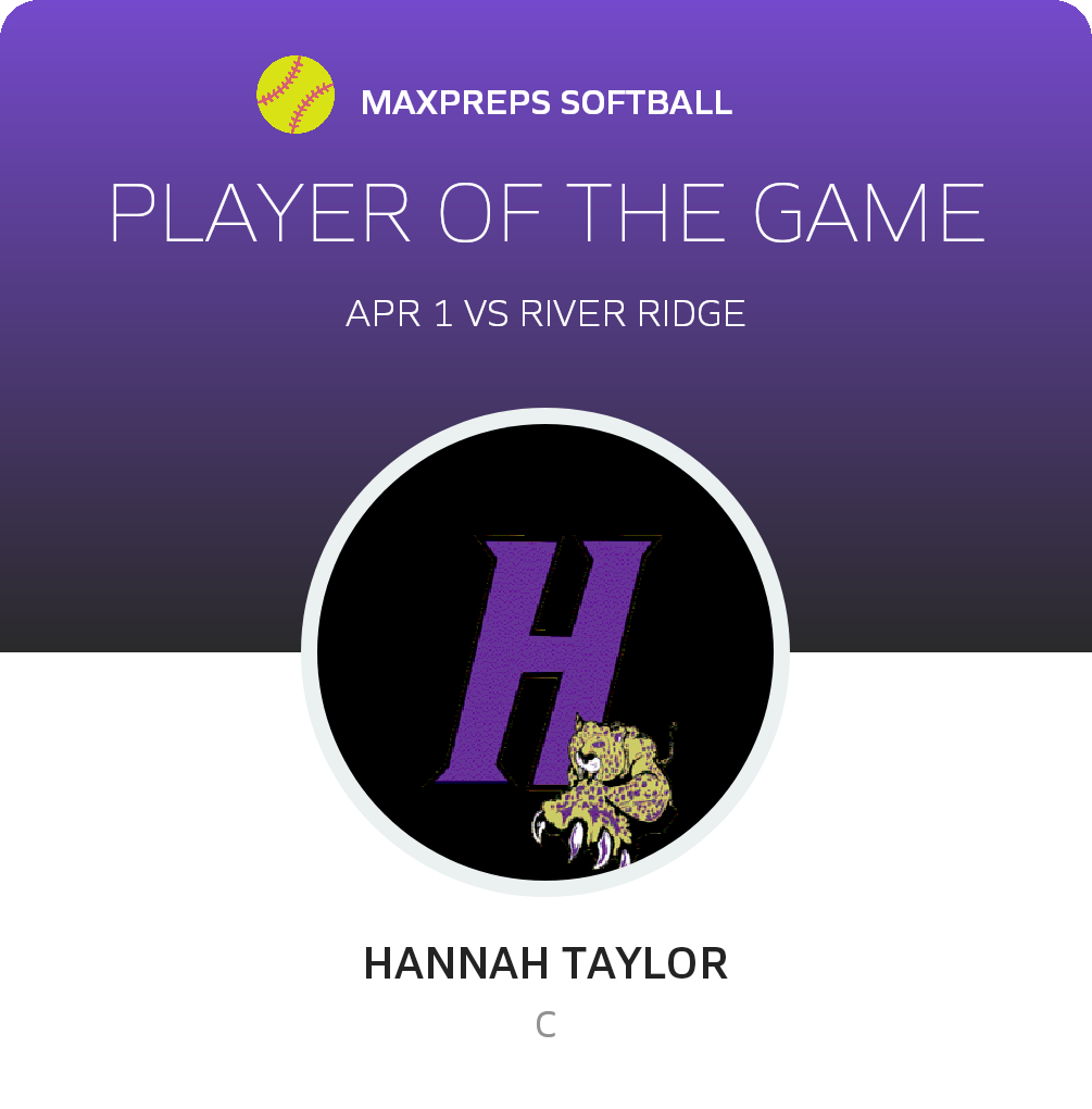 #00 Hannah Taylor Player of the Game badge