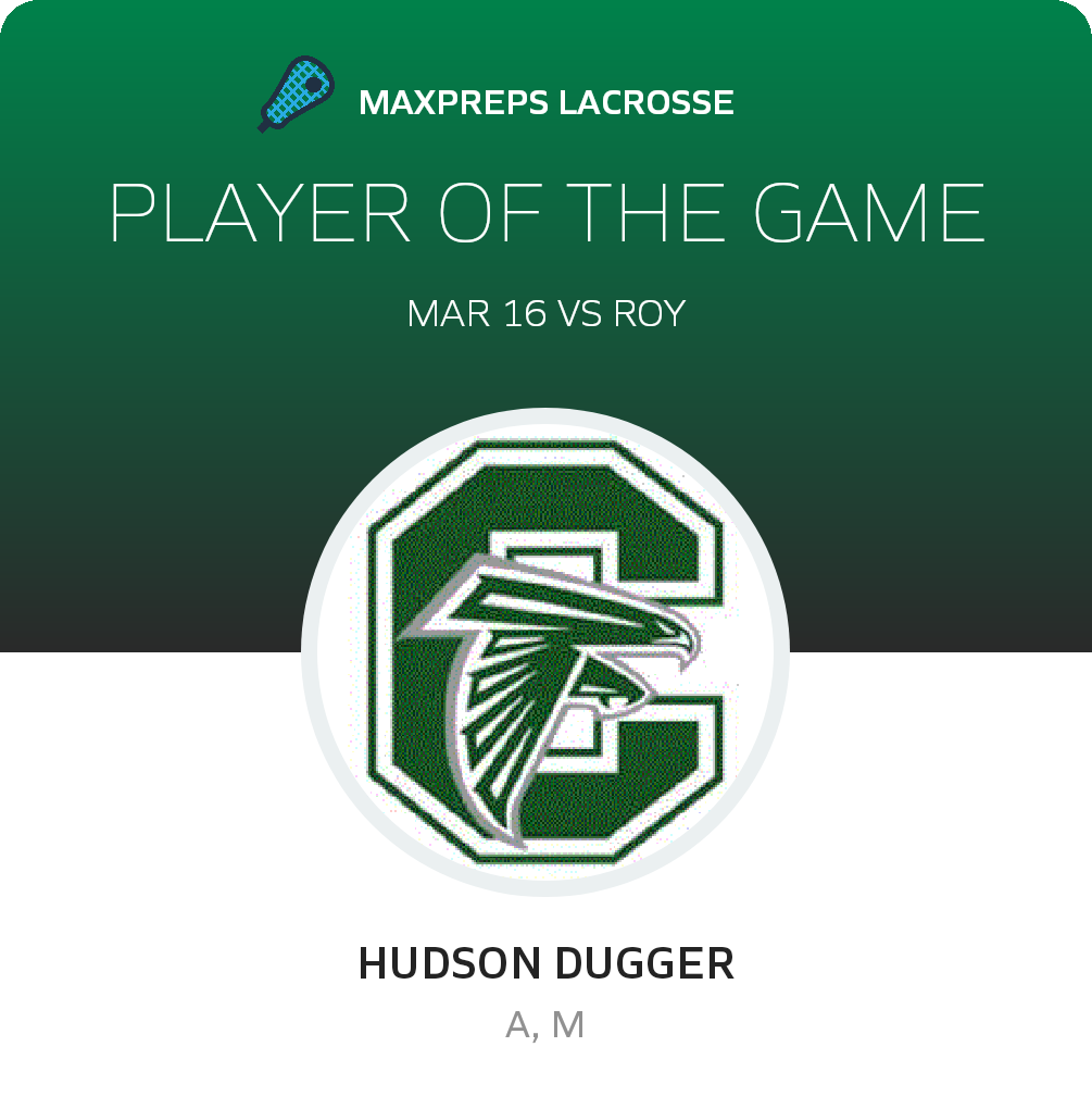 #3 Hudson Dugger Player of the Game badge