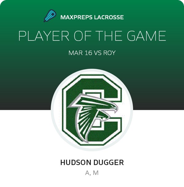 #3 Hudson Dugger Player of the Game badge