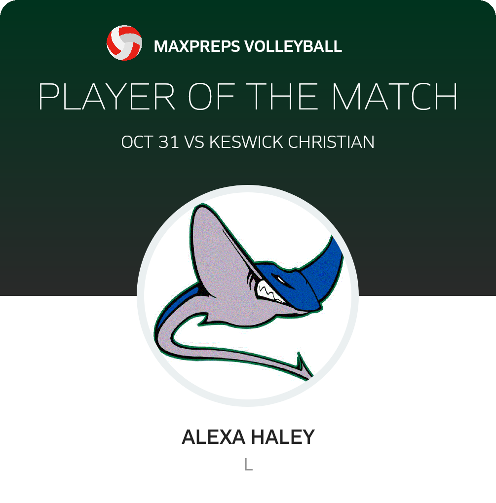 #19 Alexa Haley Player of the Game badge