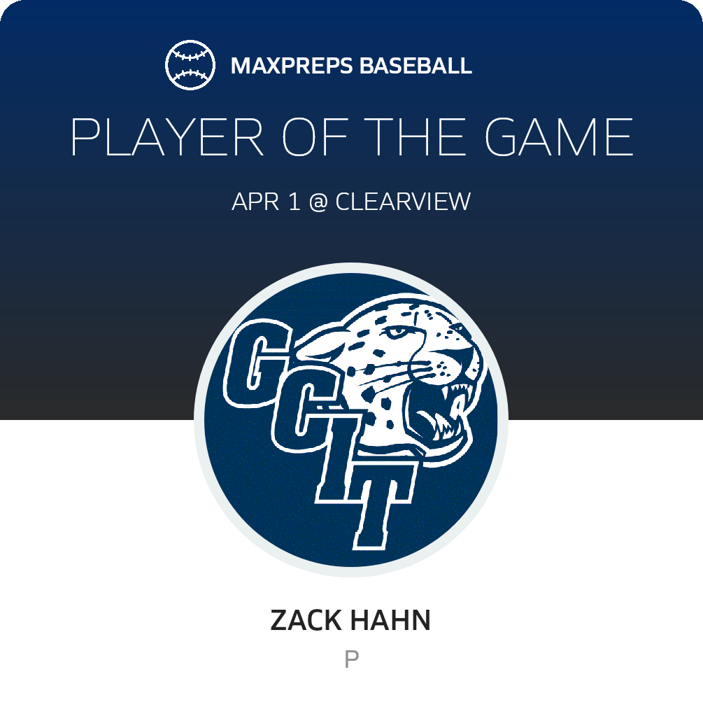 #34 Zack Hahn Player of the Game badge