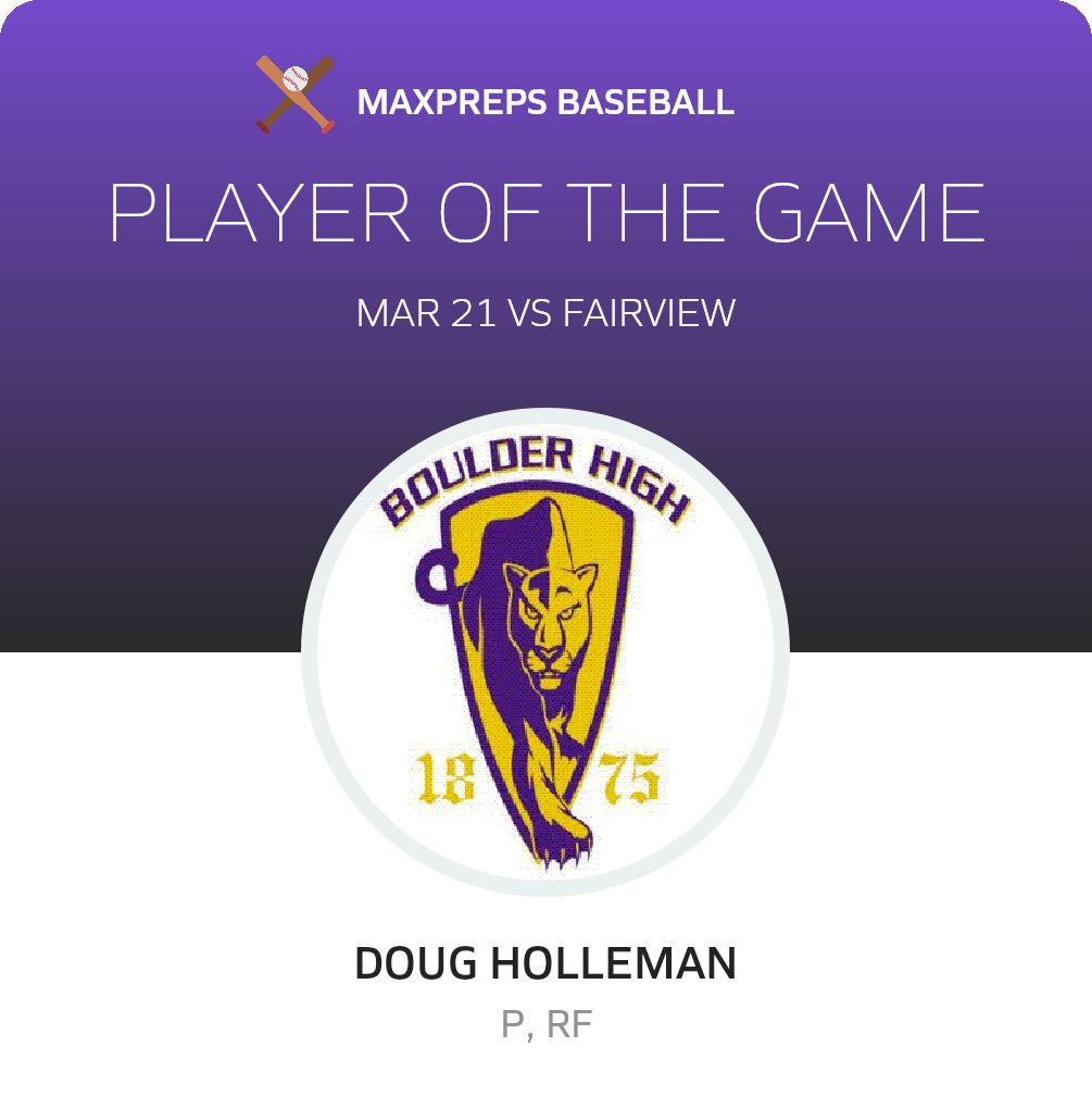 #13 Doug Holleman Player of the Game badge
