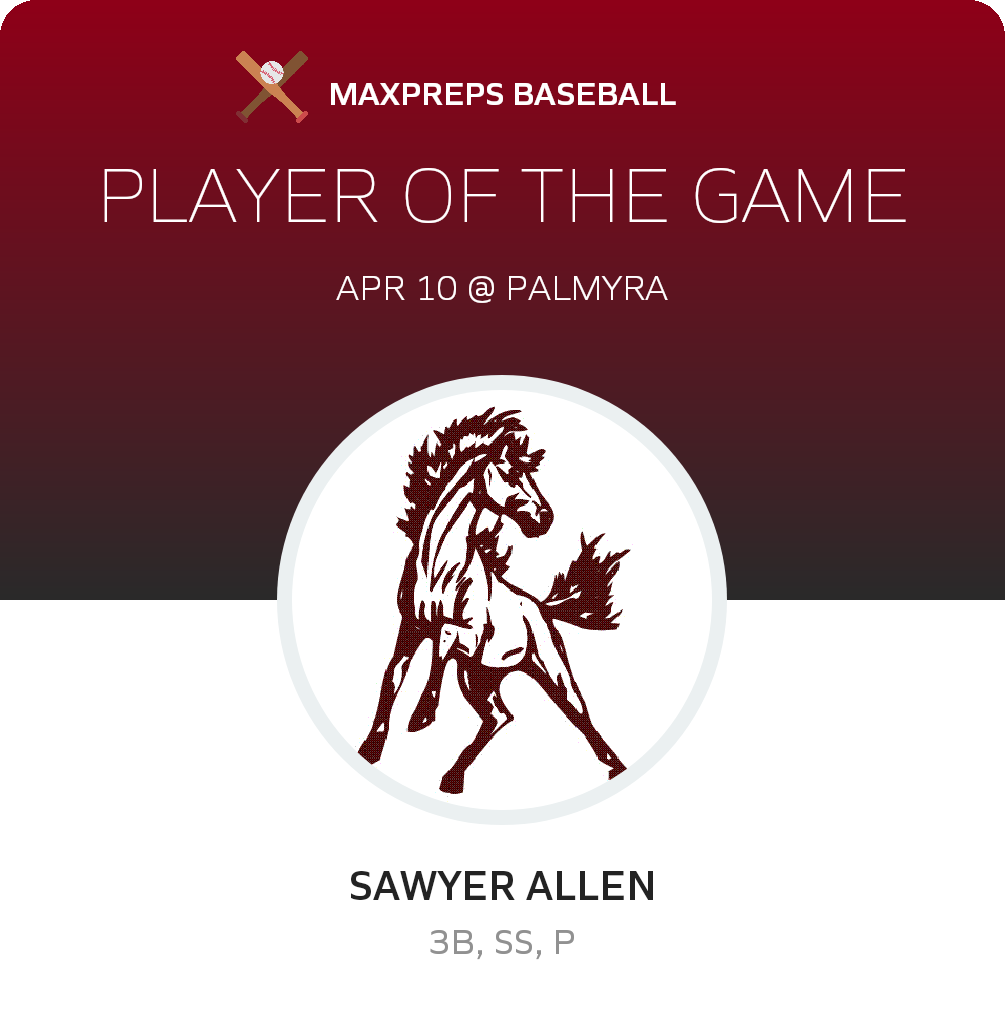#22 Sawyer Allen Player of the Game badge