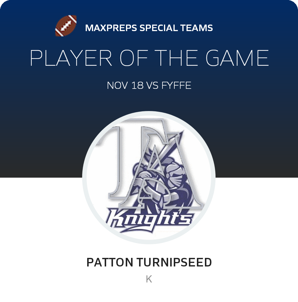 #15 Patton Turnipseed Player of the Game badge