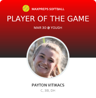 #20 Payton Vitikacs Player of the Game badge