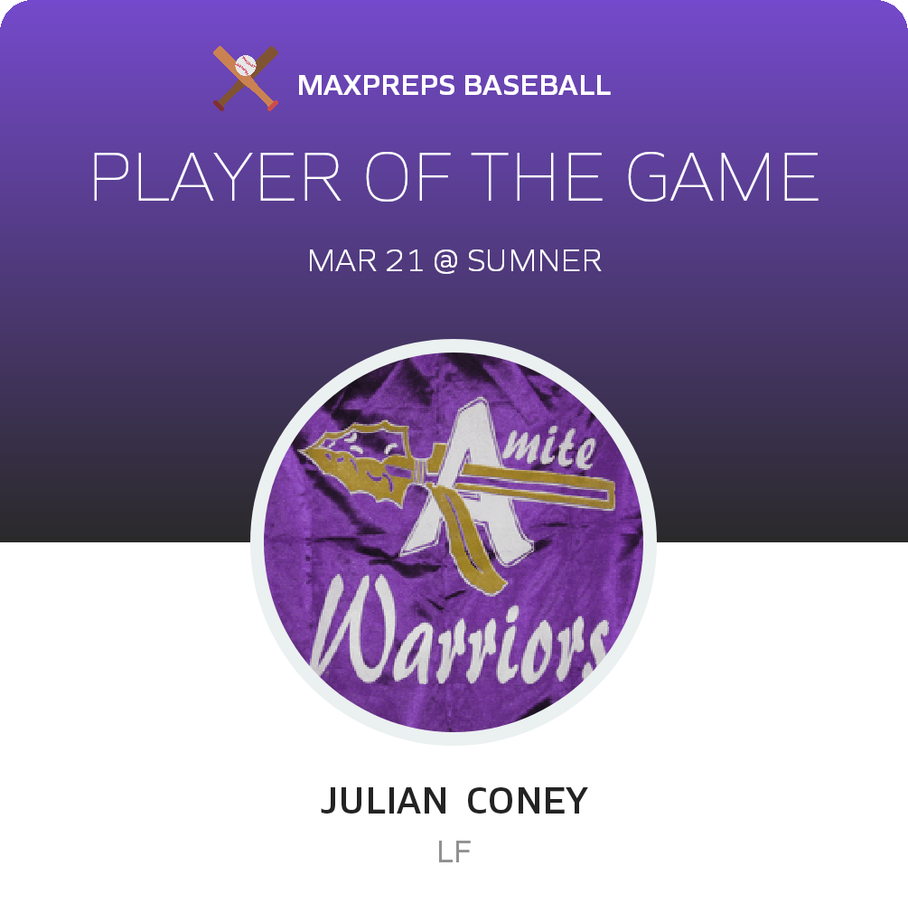 #1 Julian  Coney Player of the Game badge