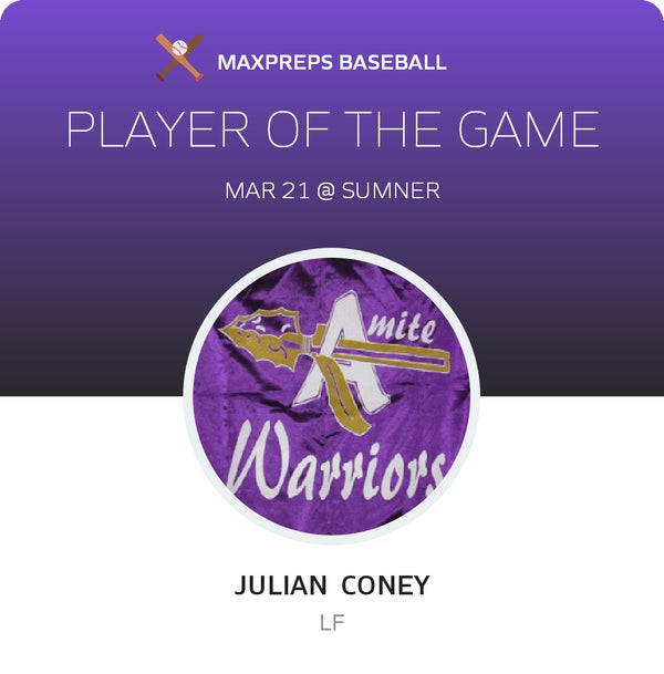 #1 Julian Coney Player of the Game badge