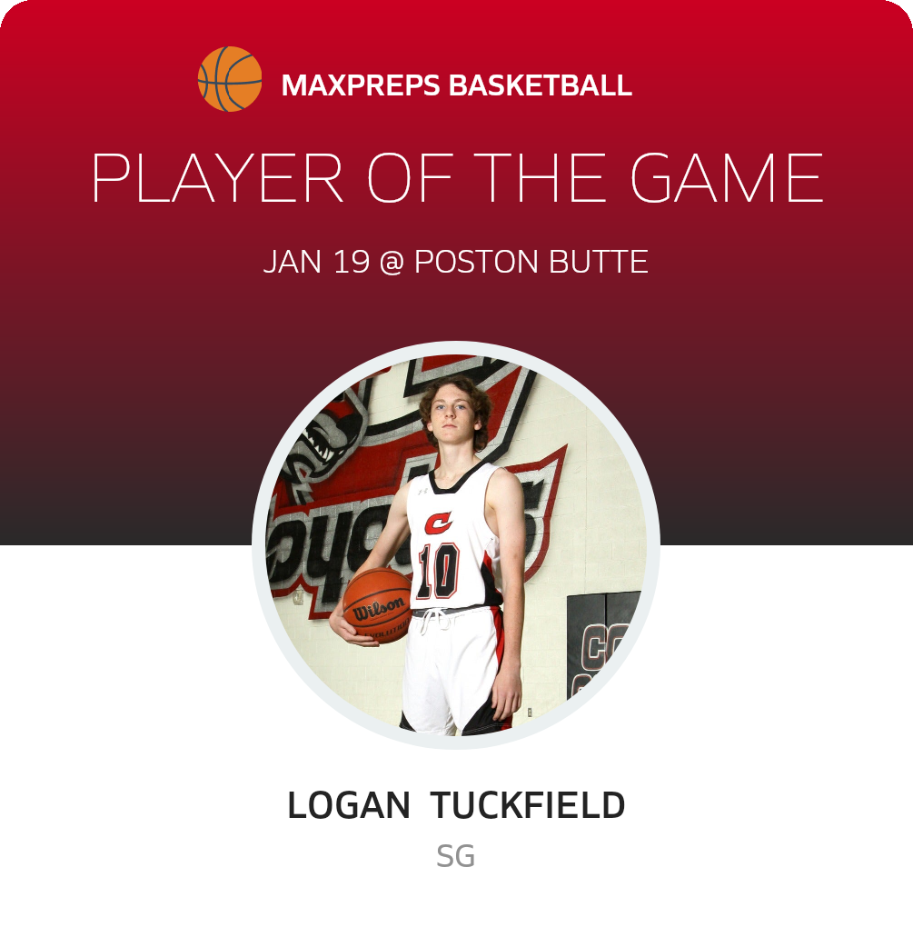 #10 Logan Tuckfield Player of the Game badge