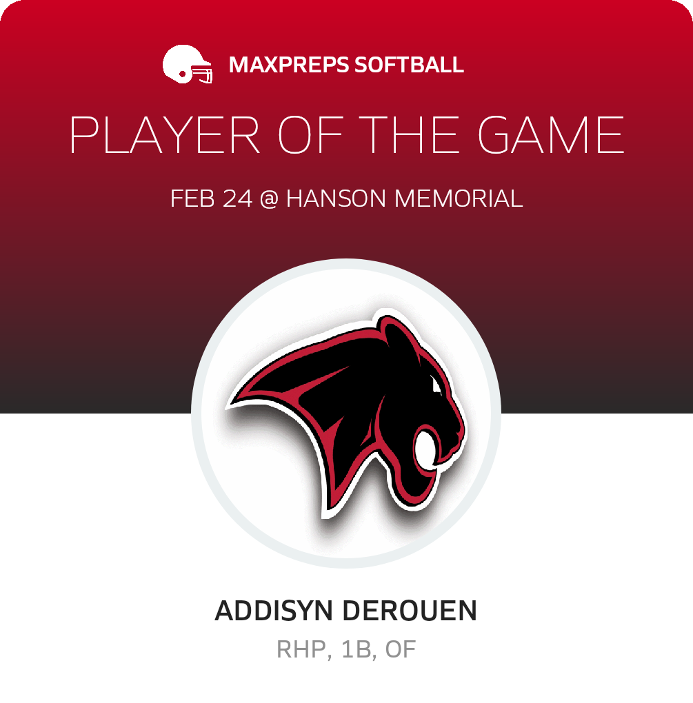 #6 Addisyn Derouen Player of the Game badge