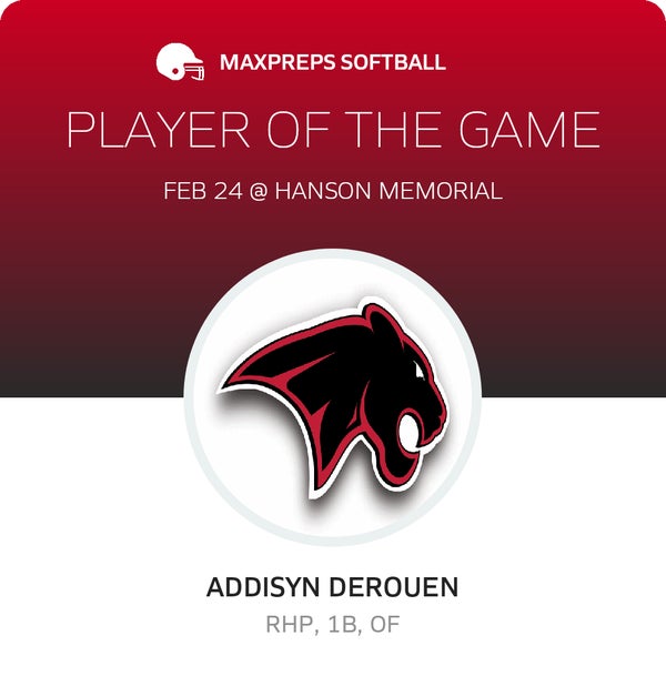 #6 Addisyn Derouen Player of the Game badge