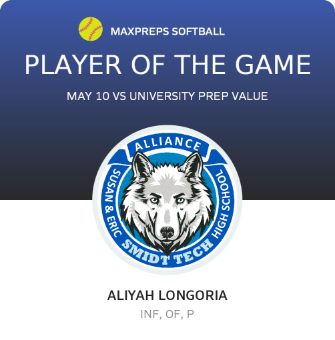 #25 Aliyah Longoria Player of the Game badge