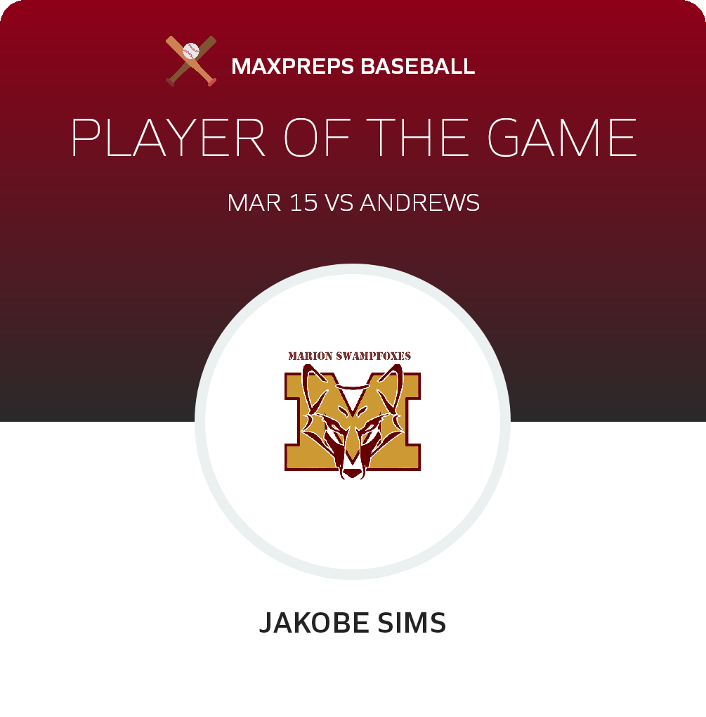 #8 JaKobe Sims Player of the Game badge