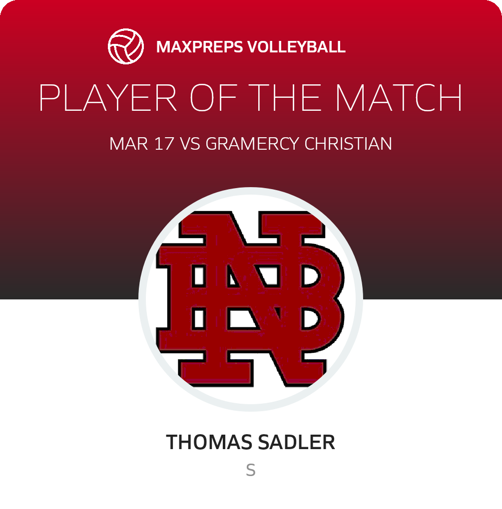 #3 Thomas Sadler Player of the Game badge