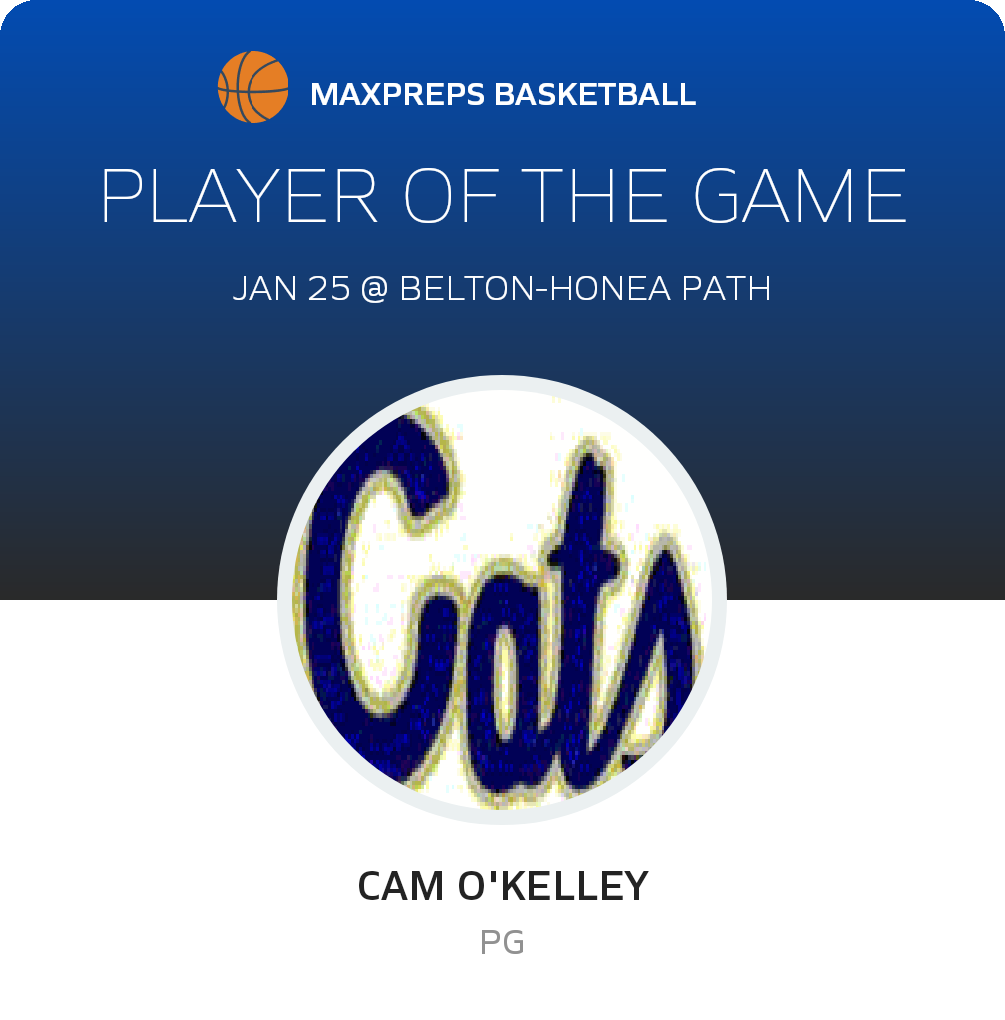 #5 Cam O'kelley Player of the Game badge