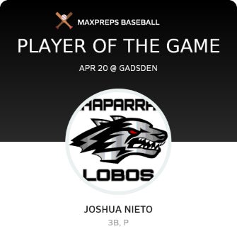 Joshua Nieto Player of the Game badge