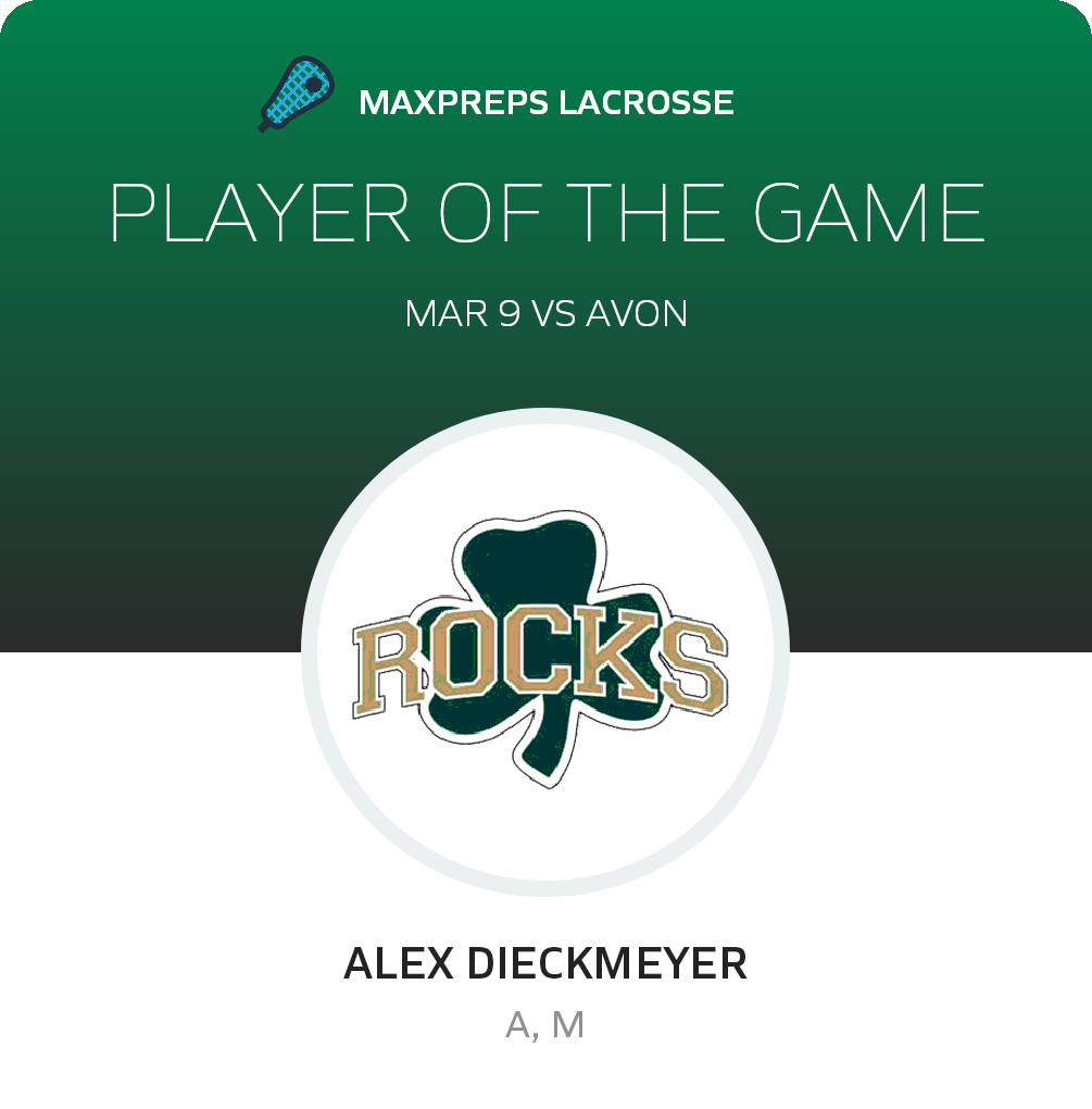 #22 Alex Dieckmeyer Player of the Game badge