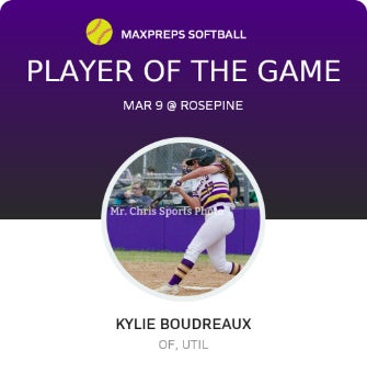 #13 Kylie Boudreaux Player of the Game badge