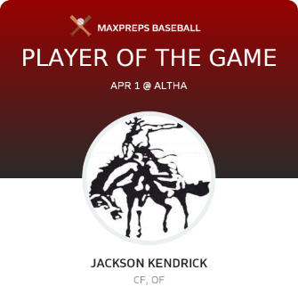 #8 Jackson Kendrick Player of the Game badge