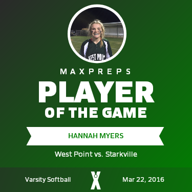 #00 Hannah Myers Player of the Game badge