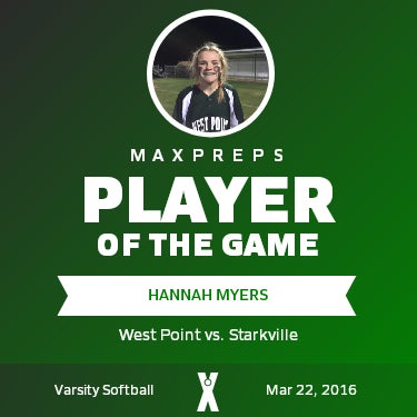 #00 Hannah Myers Player of the Game badge