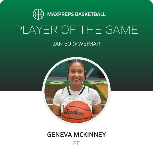 #12 Geneva Mckinney Player of the Game badge