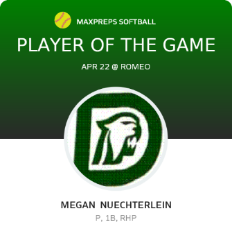 #9 Megan  Nuechterlein Player of the Game badge