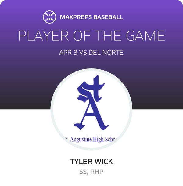 #22 Tyler Wick Player of the Game badge