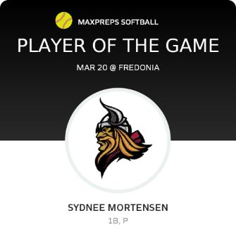 #5 Sydnee Mortensen Player of the Game badge