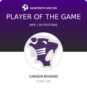 #1 Carson Rogers Player of the Game badge