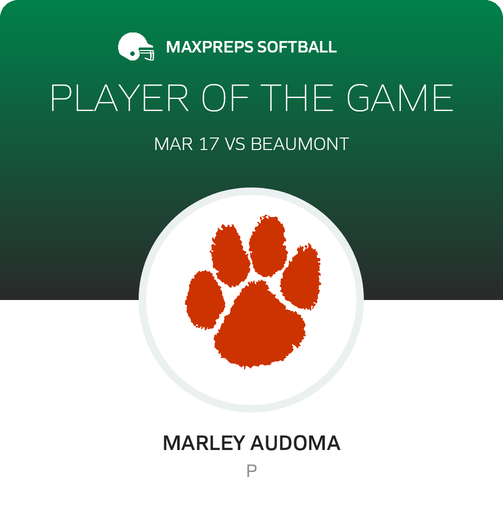 #13 Marley Audoma Player of the Game badge