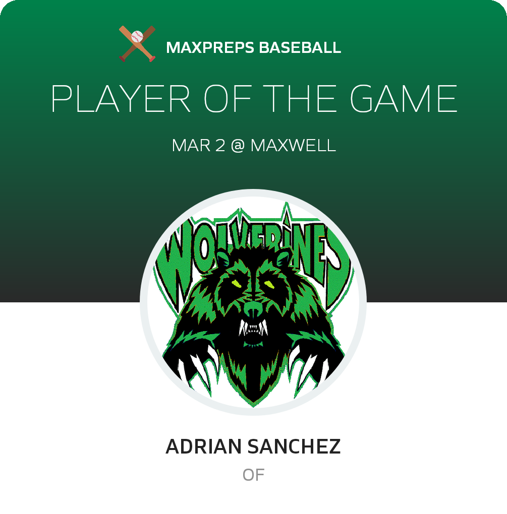 #17 Adrian Sanchez Player of the Game badge