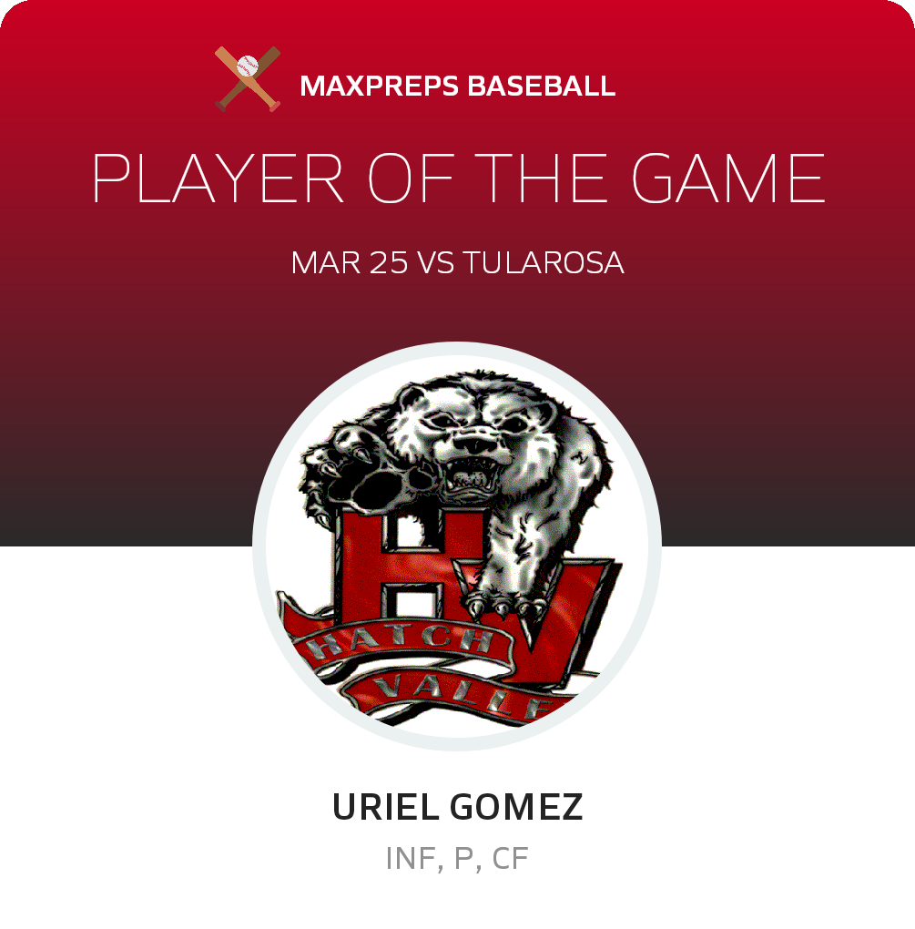 #6 URIEL GOMEZ Player of the Game badge