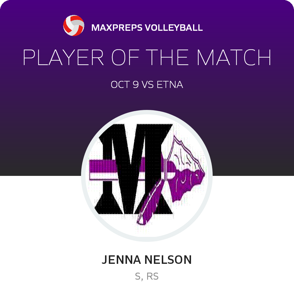#20 Jenna Nelson Player of the Game badge