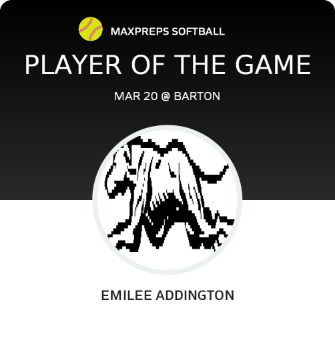 #20 Emilee Addington Player of the Game badge