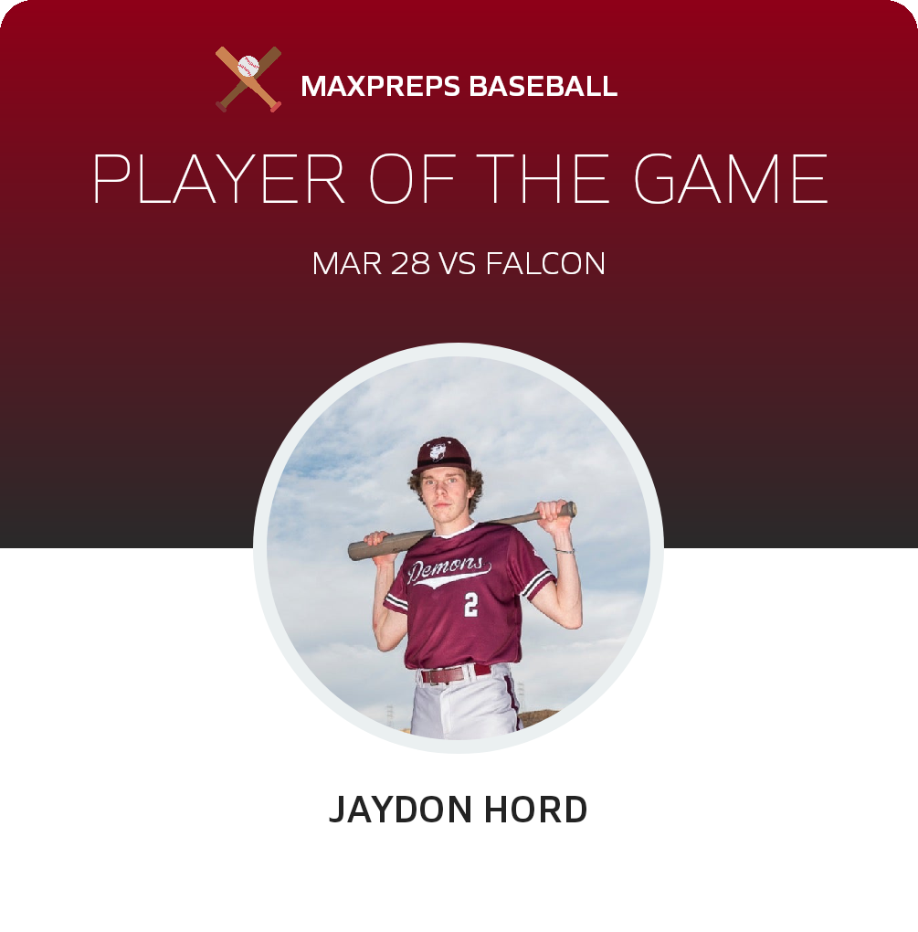 #2 Jaydon Hord Player of the Game badge