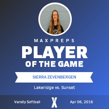 #6 Sierra Zevenbergen Player of the Game badge