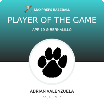 #25 ADRIAN VALENZUELA Player of the Game badge