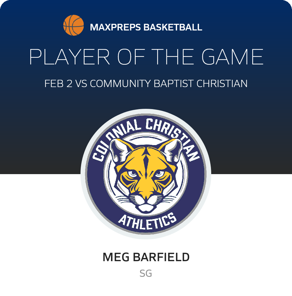 #32 Meg Barfield Player of the Game badge