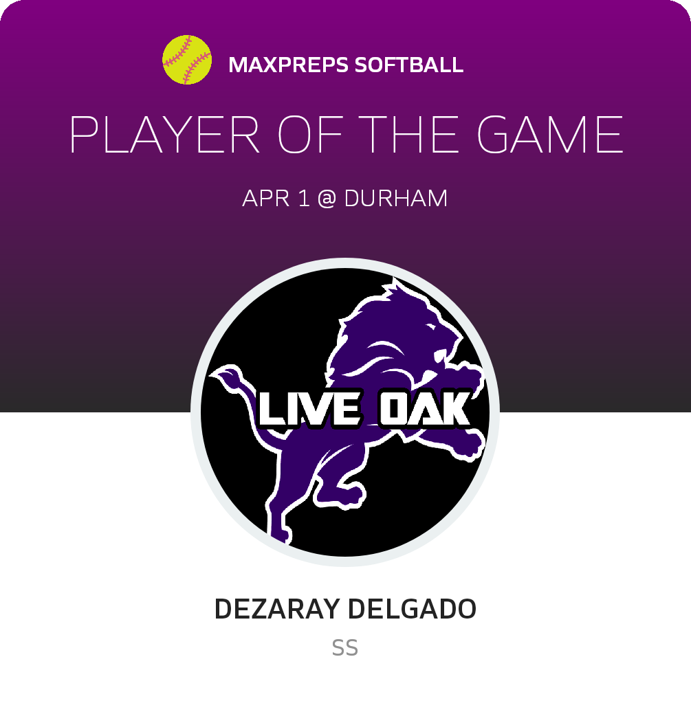 #11 Dezaray Delgado Player of the Game badge