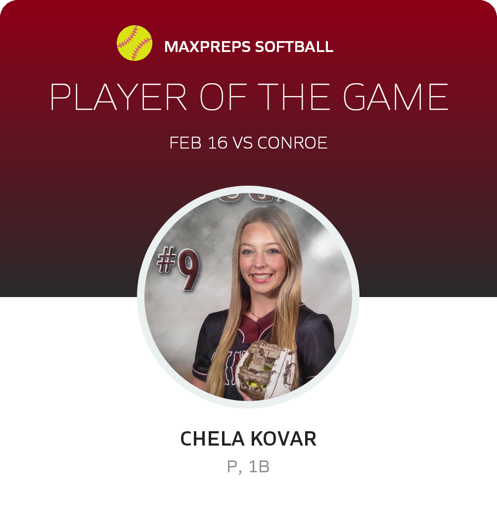 #9 Chela Kovar Player of the Game badge