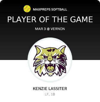 #5 Kenzie Lassiter Player of the Game badge