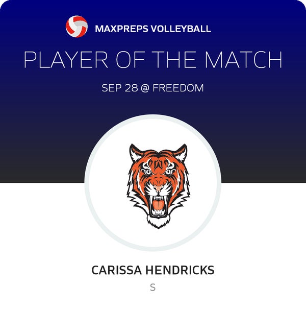 #15 Carissa Hendricks Player of the Game badge