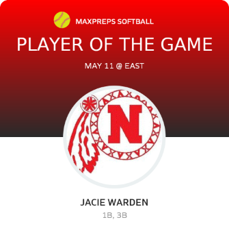 #21 Jacie Warden Player of the Game badge
