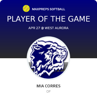 #4 Mia Corres Player of the Game badge