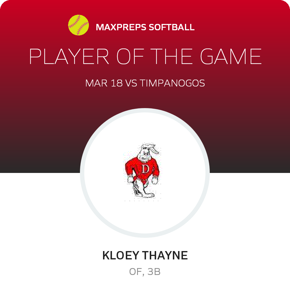 #16 Kloey Thayne Player of the Game badge