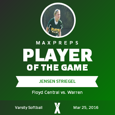 #33 Jensen Striegel Player of the Game badge