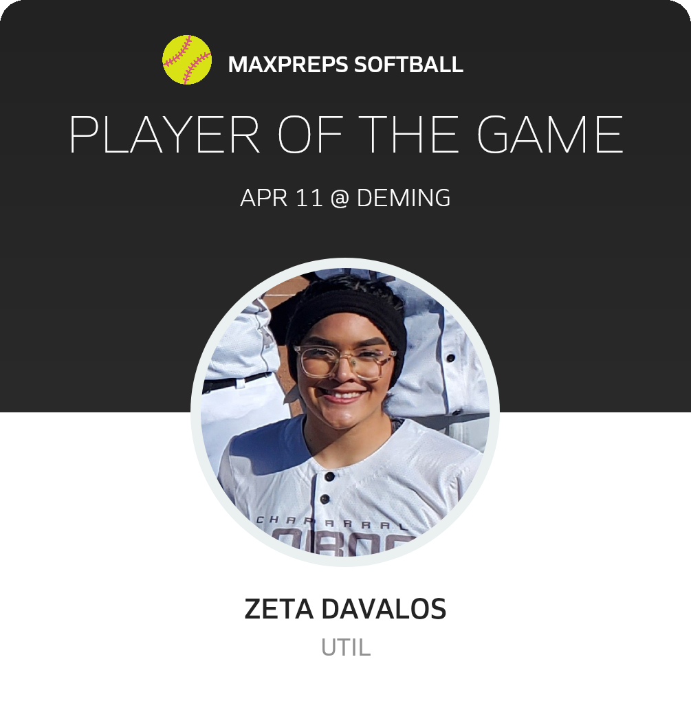 #4 Zeta Davalos Player of the Game badge