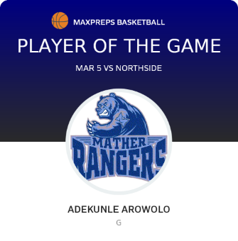 #2 Adekunle Arowolo Player of the Game badge
