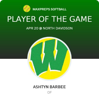 #2 Ashtyn Barbee Player of the Game badge
